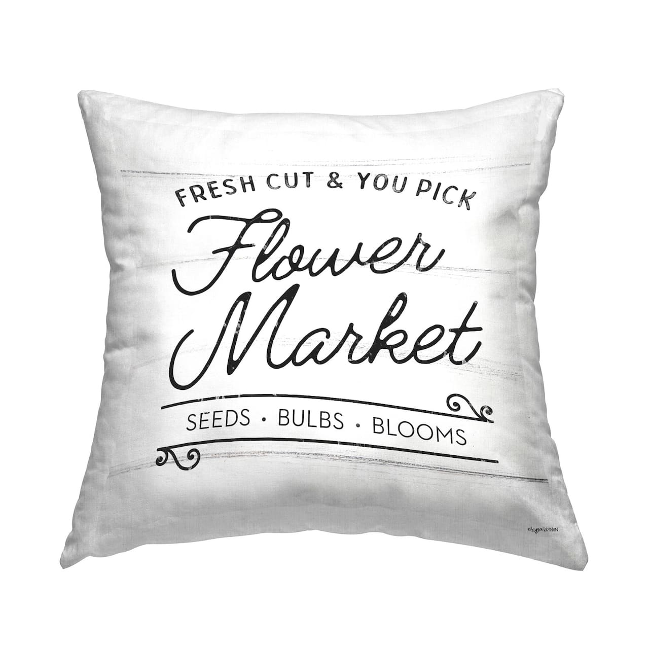 Stupell Industries Fresh Cut Flowers Vintage Market Typography Throw Pillow, 18" x 18"